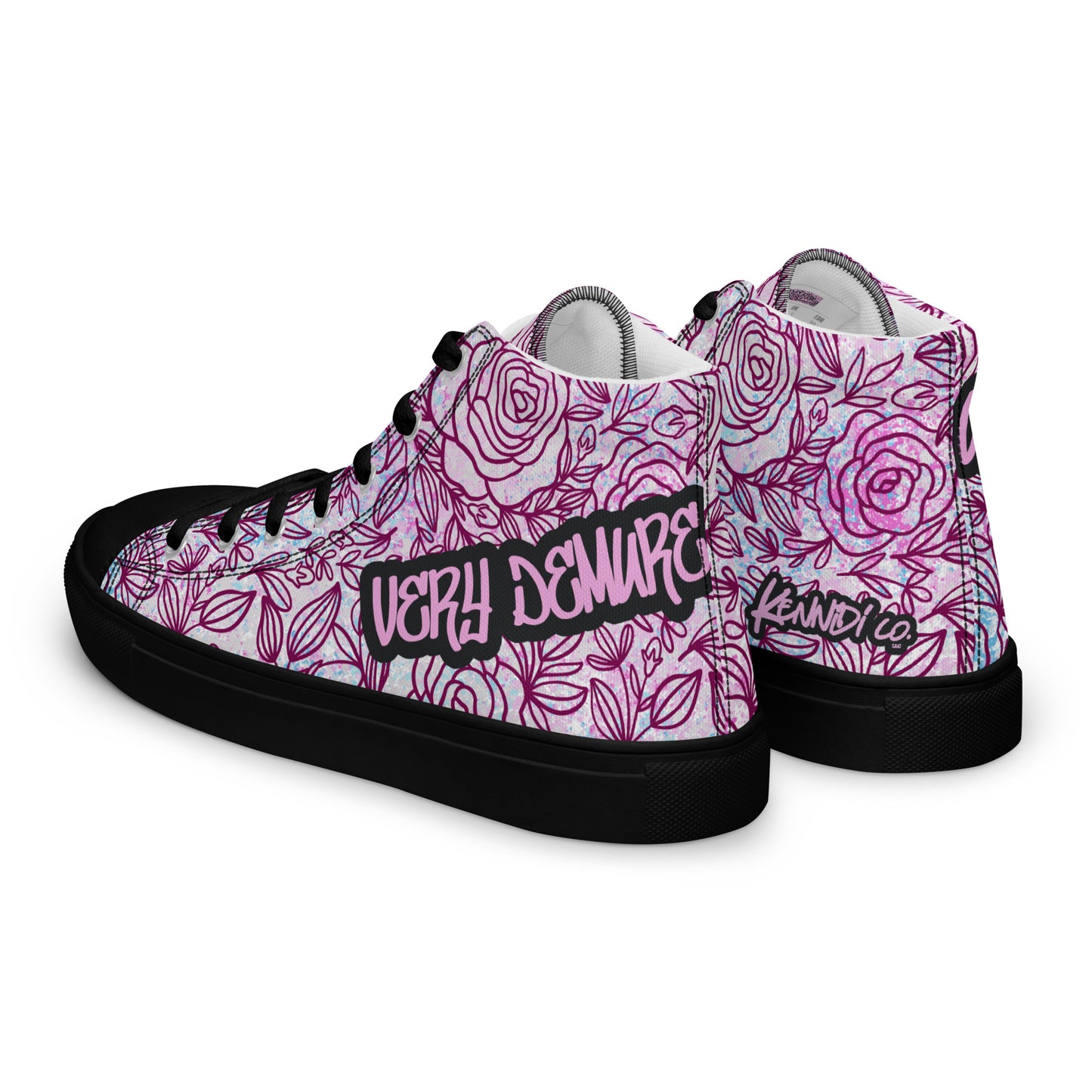 Very Demure Graffiti Roses Women’s high top canvas shoes