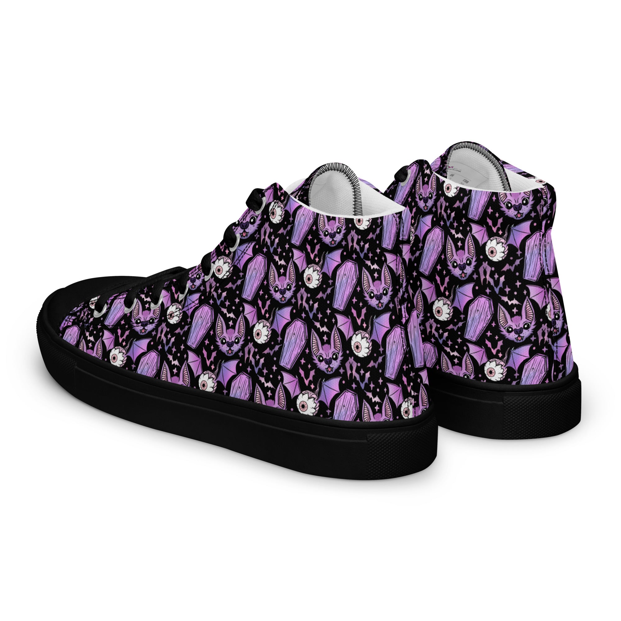 Purple Bat Coffin Gothic Collection Women’s high top canvas shoes