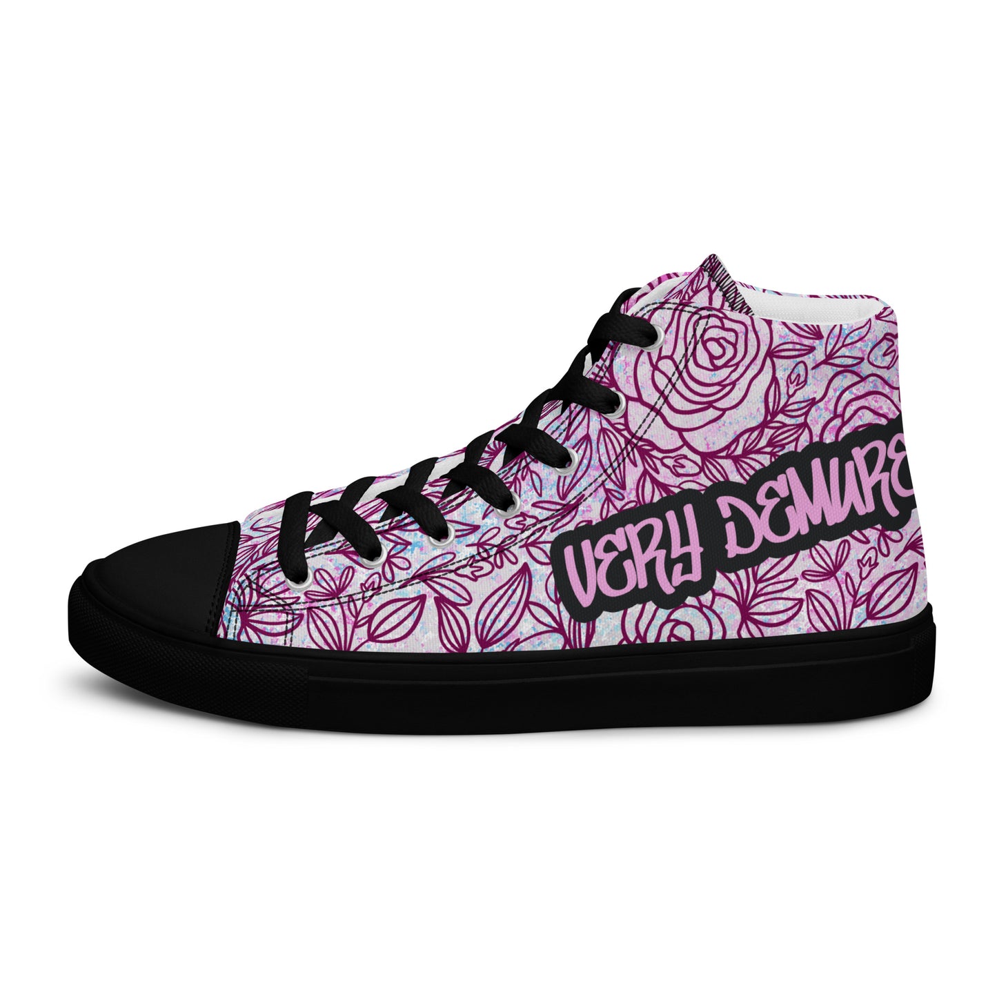 Very Demure Graffiti Roses Women’s high top canvas shoes