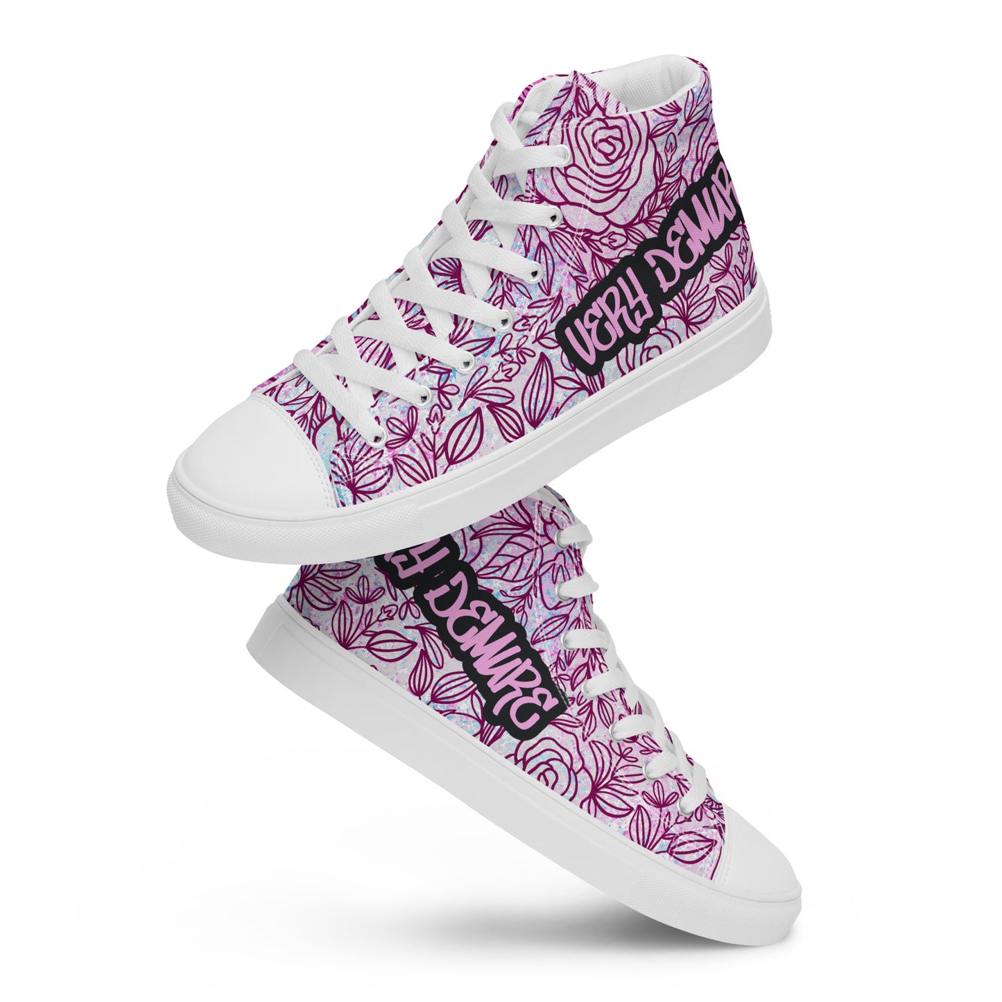 Very Demure Graffiti Roses Women’s high top canvas shoes