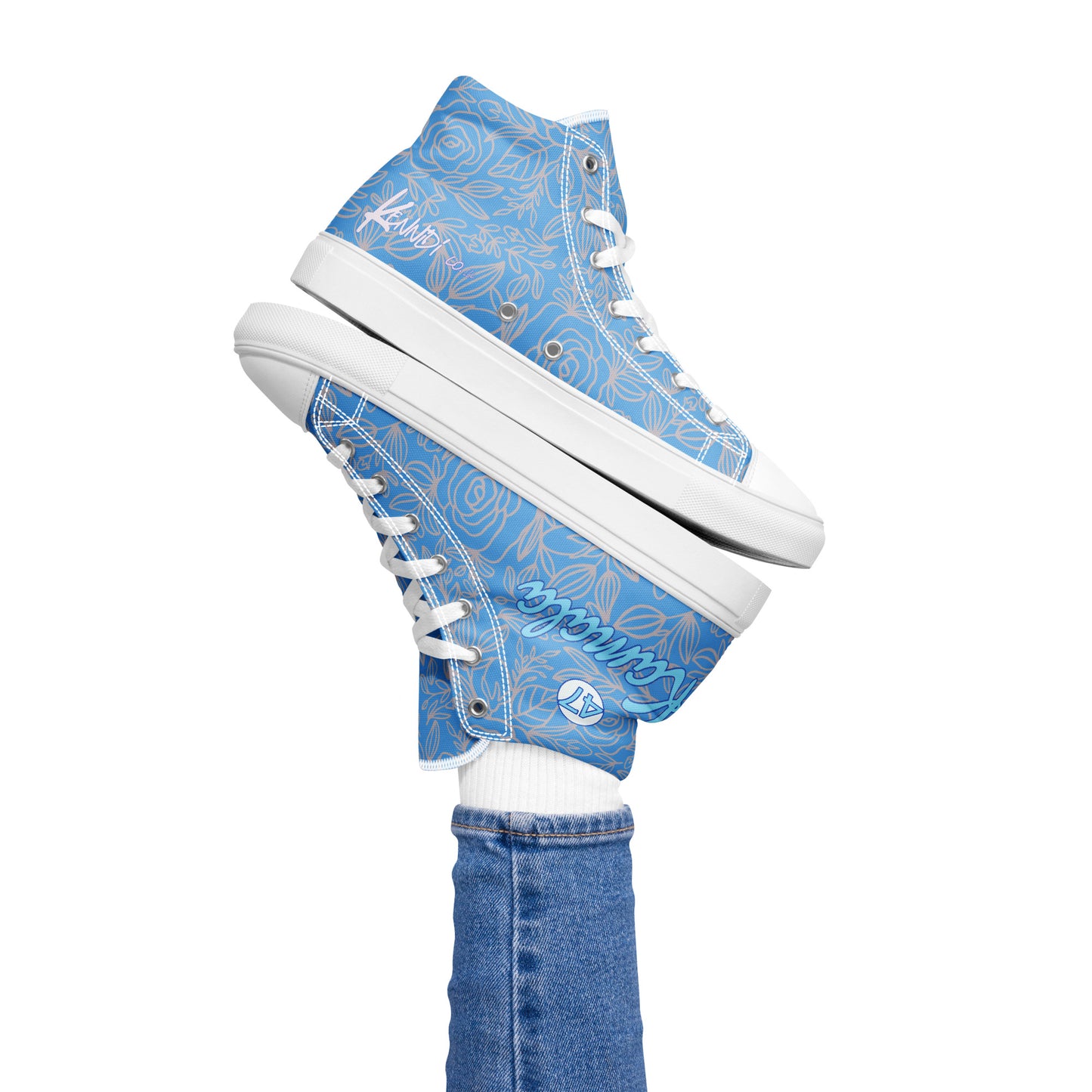 Kamala Blue Rose 47 Women’s high top canvas shoes