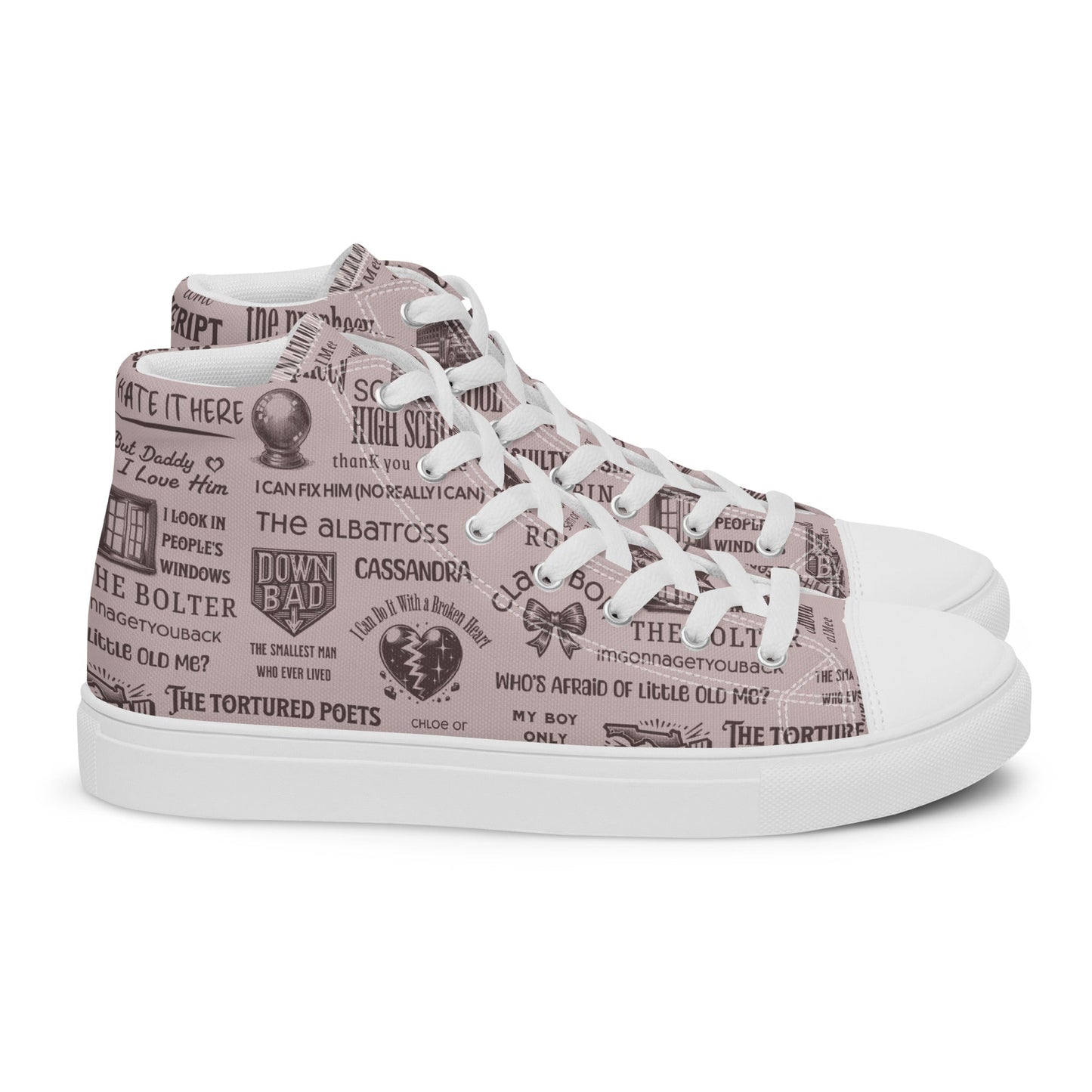 Tortured Poets Department Women’s high top canvas shoes - White / 5