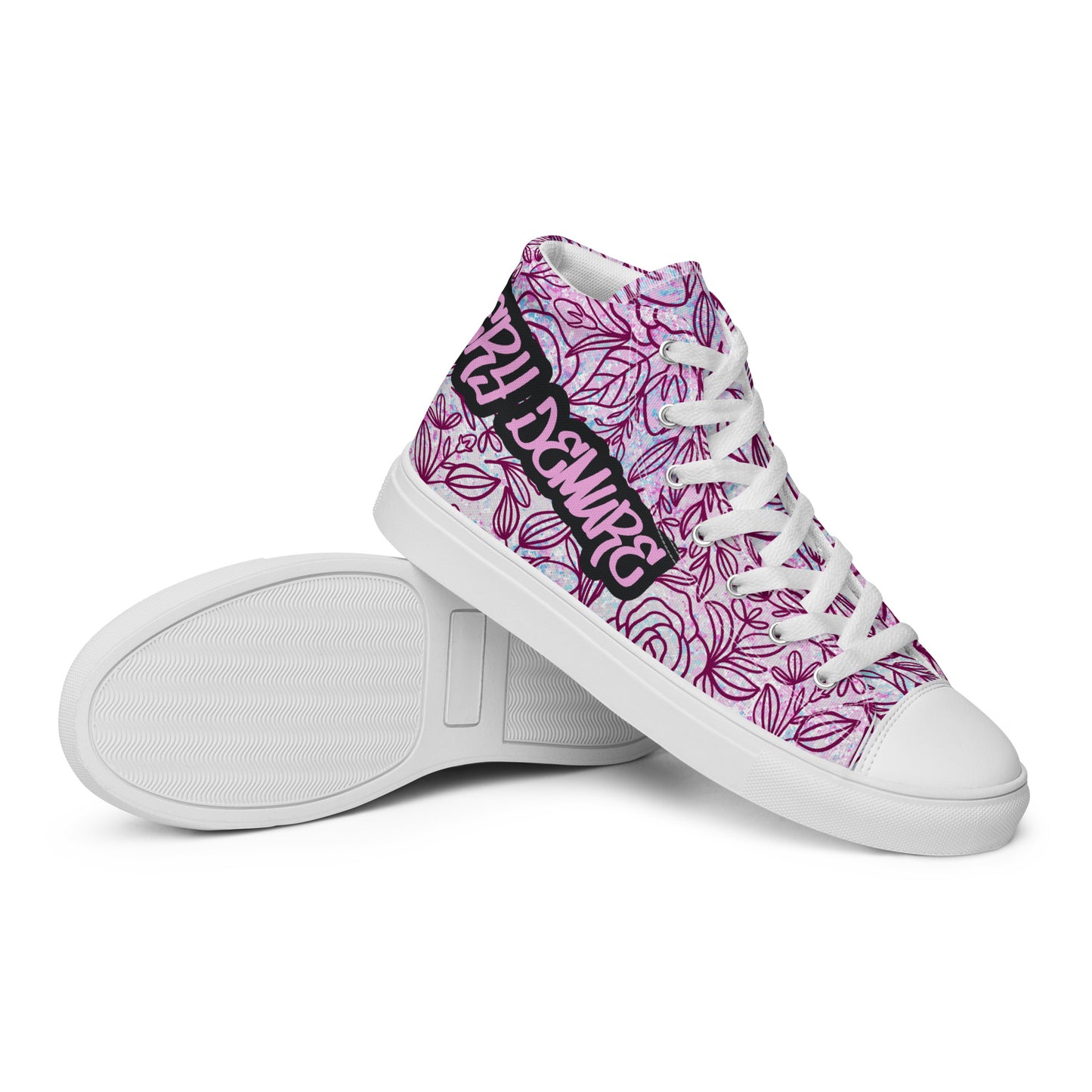 Very Demure Graffiti Roses Women’s high top canvas shoes