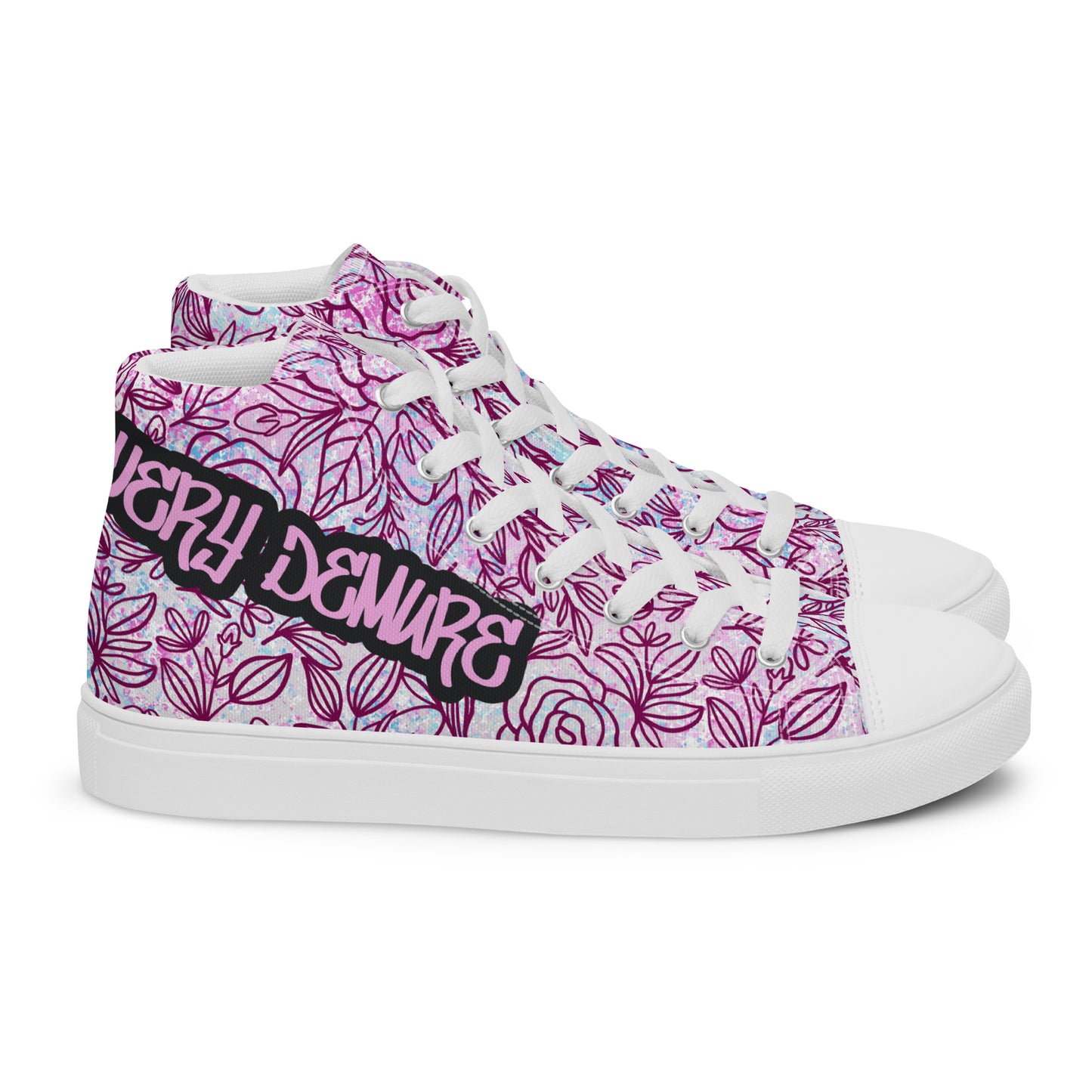 Very Demure Graffiti Roses Women’s high top canvas shoes