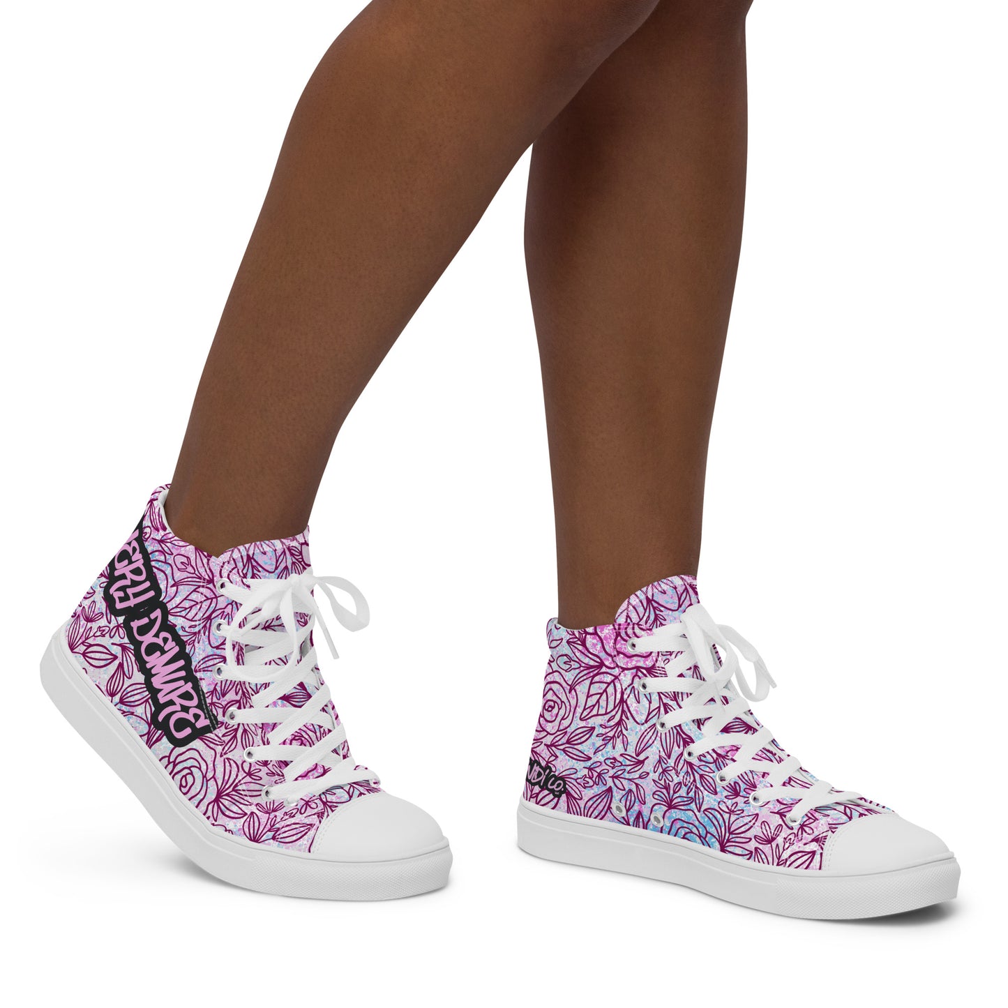 Very Demure Graffiti Roses Women’s high top canvas shoes