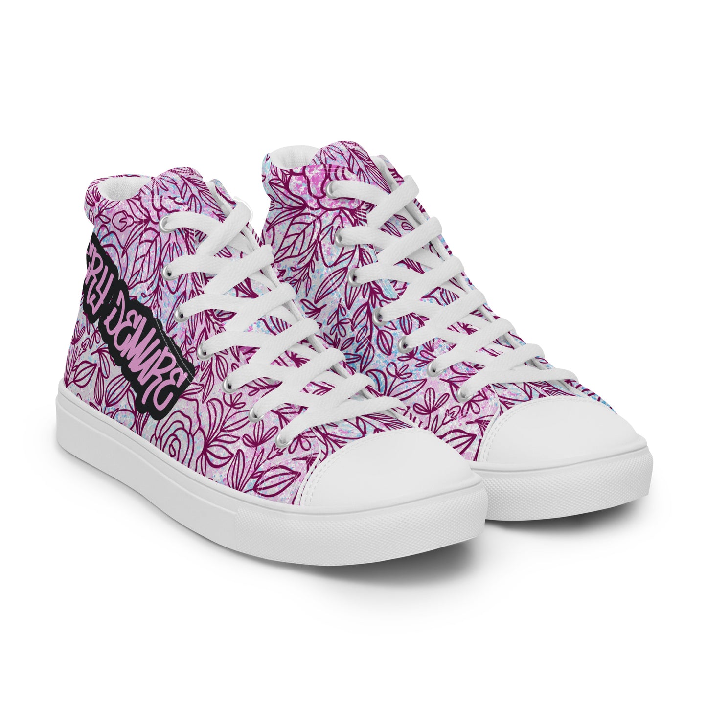 Very Demure Graffiti Roses Women’s high top canvas shoes