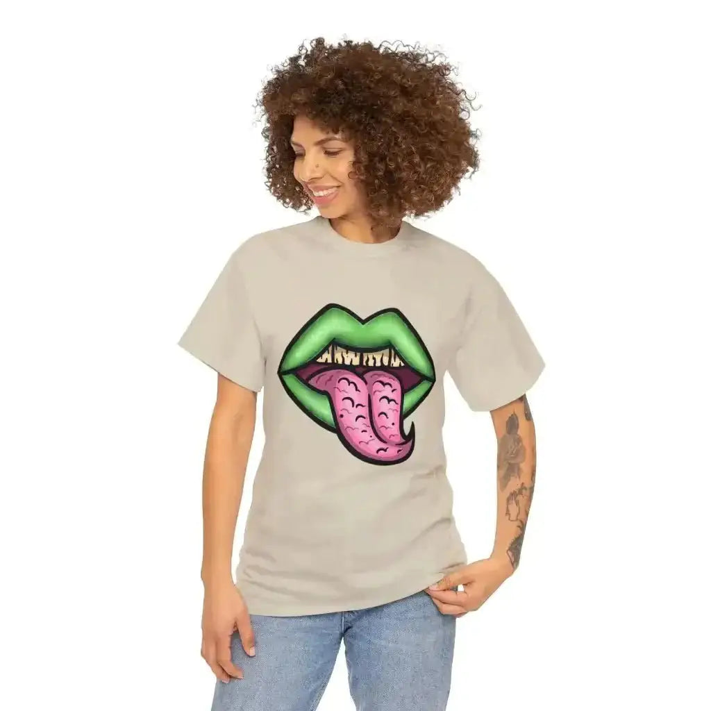 Zombie Lips & Tongue Unisex Heavy Cotton Tee - Kennidi Fierce Attire