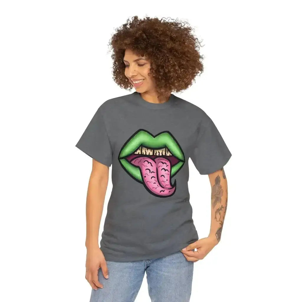 Zombie Lips & Tongue Unisex Heavy Cotton Tee - Kennidi Fierce Attire